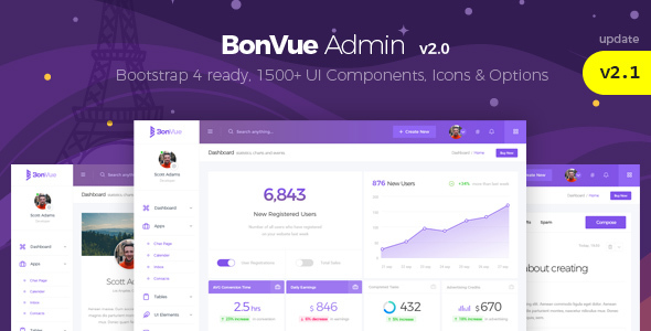 BonVue v2.1 - HTML Bootstrap 4 管理模板