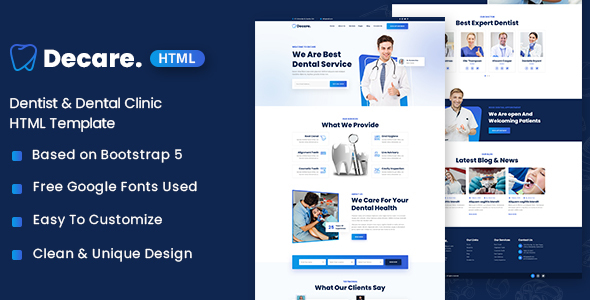 Decare - Dentist and Dental Clinic HTML Template