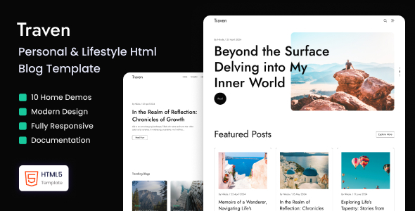 Traven - Personal and Lifestyle Blog HTML Template