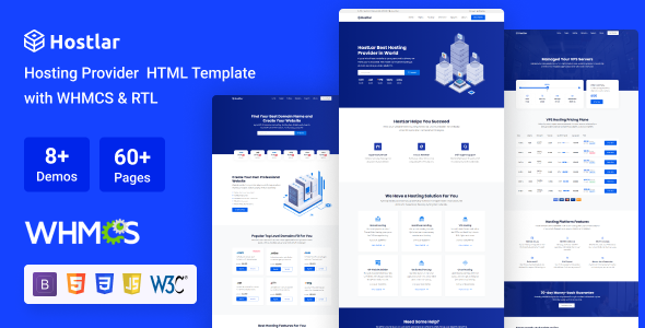 Hostlar v10.10.0 - Domain Hosting Provider HTML Template with WHMCS & RTL