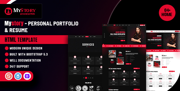 Mystory - Personal Portfolio and Resume HTML Template