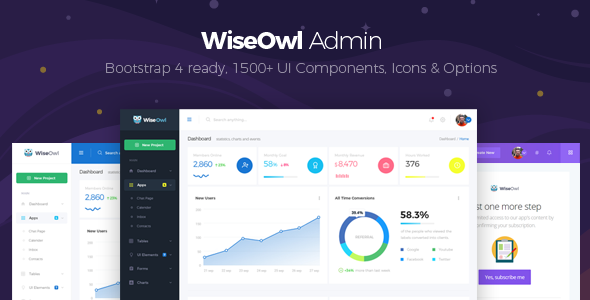 WiseOwl - HTML Bootstrap 4 Admin Template preview 1