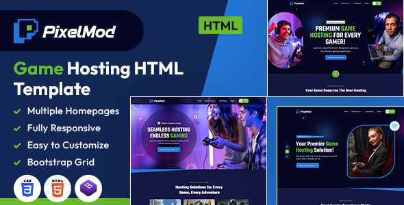 PixelMod - Game Hosting HTML Template preview 1