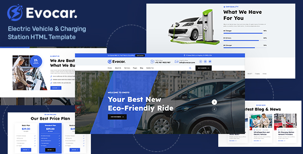Evocar - Electric Vehicle and Charging Station HTML Template preview 1