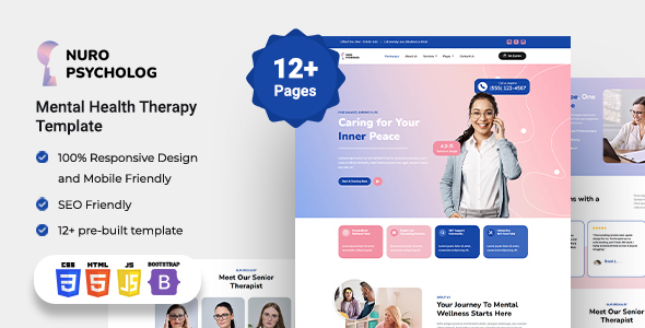 Nuro – Mental Health & Therapy HTML Bootstrap 5 Template preview 1