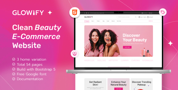 Glowify - Beauty Products E-commerce HTML Template preview 1