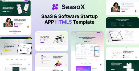 SaasoX - SaaS 和软件应用程序启动 HTML5 模板 preview 1