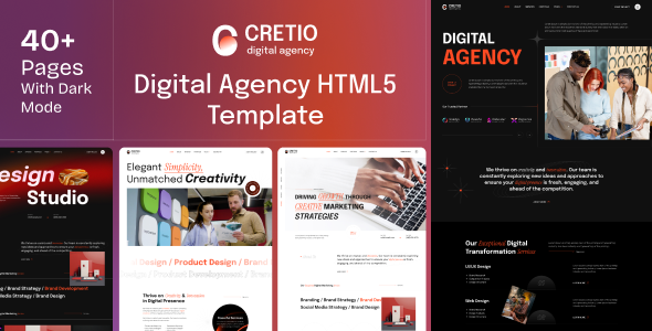 Cretio – 数字代理 HTML 模板 preview 1