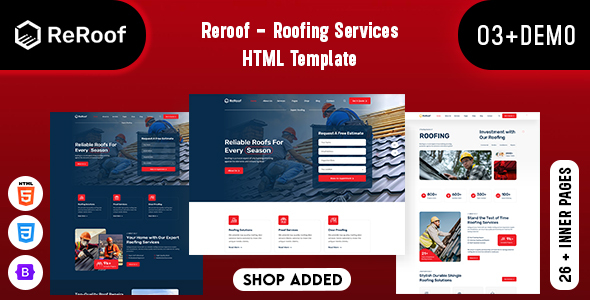 Reroof – Roofing Services HTML Template preview 1