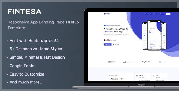 Fintesa - 应用程序登陆页面 HTML 模板 preview 1