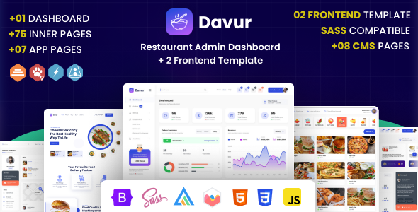 Davur v2.0.1 - Restaurant Admin Dashboard + 2 Frontend Templates
