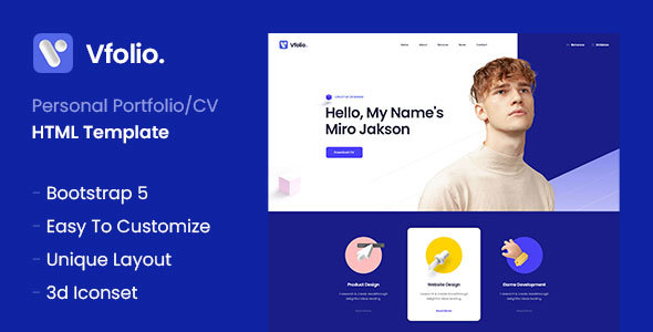 Vfolio - Personal Portfolio / Resume HTML Template