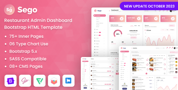 Sego v2.0 - 餐厅管理仪表板 Bootstrap HTML 模板