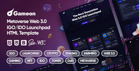 Gameon v2.0 - Metaverse IGO Launchpad HTML Template