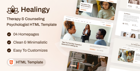 Healingy - Therapy and Counseling Psychologist HTML Template