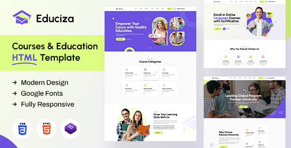 Educiza - Courses and Education HTML Template
