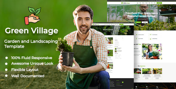 Green Village - 花园和景观美化响应式 HTML5 模板