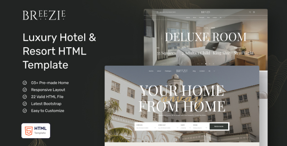 Breezie – Elegant Hotel & Resort HTML Template