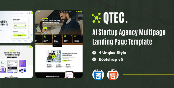 Qtech - AI Agent Startup HTML Landing Page Template