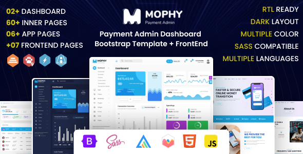 Mophy v5.0 - Payment Management Dashboard Bootstrap Template + Frontend