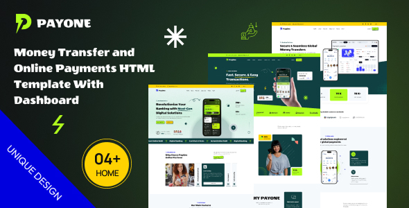 PayOne - Money Transfer & Online Payment HTML Template with Dashboard