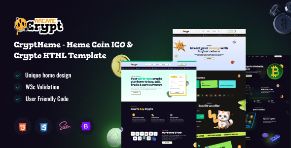 CryptMeme - Crypto and Online Meme Coin ICO HTML Template