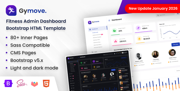 Gymove v2.1 - Fitness Management Dashboard Bootstrap HTML Template