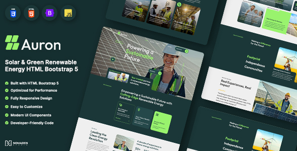 Auron - Solar and Green Energy HTML Bootstrap 5 Template