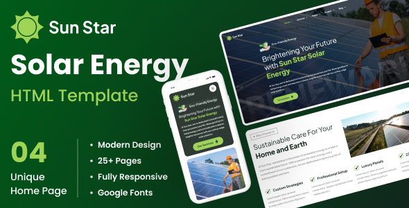 Sun Star - Solar Panels and Renewable Energy HTML Template