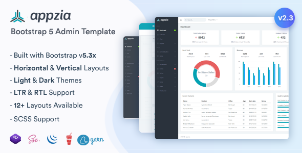 Appzia v2.3.0 - Responsive Bootstrap 5 Admin Dashboard