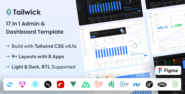 Tailwick v2.0 - Tailwind, React, Next.js, Angular, Vue Nuxt, Laravel, Rails Admin Dashboard HTML Template