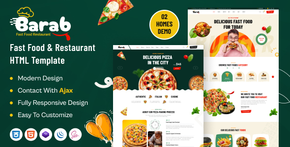 Barab – Fast Food and Restaurant HTML Template