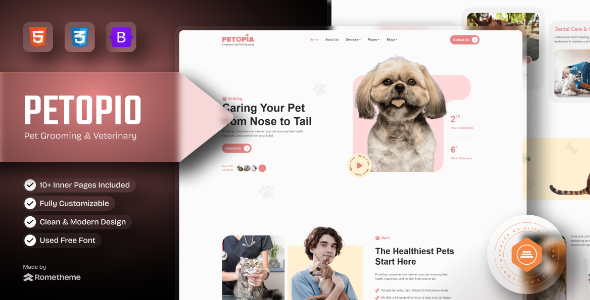 Petopio - Pet Grooming and Veterinary HTML Template