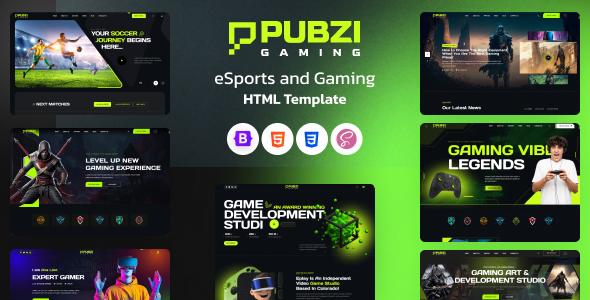 Pubzi – Esports and Gaming HTML Template
